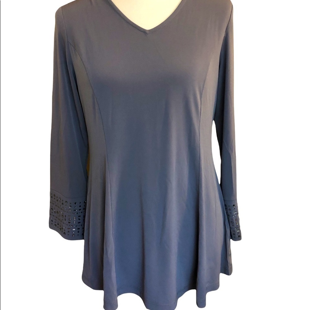Embellished Tunic Style Blouse Top by Susan Graver NWT